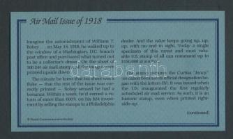 USA/Washington "Fordított Jenny- 22K aranyfóliás bélyeg replika borítékban angol nyelvű tájékoz...