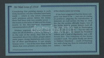 USA/Washington "Fordított Jenny- 22K aranyfóliás bélyeg replika borítékban angol nyelvű tájékoz...