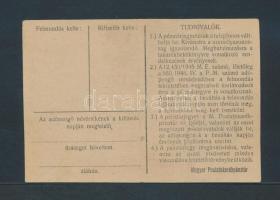1946. 100.000AP pénztárjegy "Másra Át Nem Ruházható" és "M.Kir.Postatakarékpénztár T....