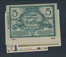 Német Birodalom/Weimari Köztársaság/Augsburg/Stollberg/Berchtesgaden/Köslin 1918-1921. 5M + 10M + 5M + 1M + 1M T:I,I- Weimar Republic/Augsburg/Stollberg/Berchtesgaden/Köslin 1918-1921. 5 Mark + 10 Mark + 5 Mark + 1 Mark + 1 Mark C:Unc,AU