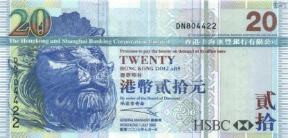 Hongkong 2003. 20$ T:I Hongkong 2003. 20 Dollars C:Unc