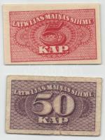 Lettország DN 1920. 1k + 50k T:I,III
Latvia ND 1920. 1 Kapeikas + 50 Kapeikas C:Unc,F