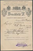 1898 Brachfeld F. férfi divatárus Udvari szállító számlája