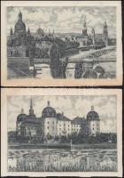 10 db használatlan, régi, művészi Drezda rézkarc képeslap