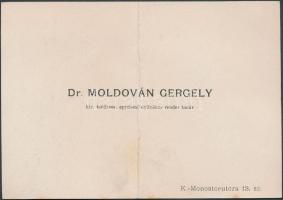 Moldován Gergely történész, egyetemi tanár névjegye saját kézzel írt üdvözlő soraival