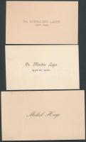 Schilling Lajos, Metzl Hugo, Martin Lajos egyetemi tanárok névjegye Schillingé saját kézzel írt üdvö...