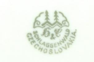 Dekoratív virágokkal díszített 6 személyes komplett csehszlovák porcelán kávés készlet kancsóval / C...