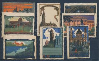 1913 8 db klf Budapest nevezetességei levélzáró