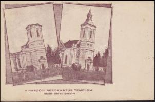 Naszód Calvinist church, before and after fire