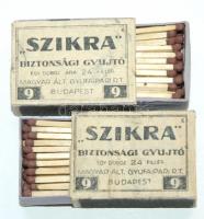 2 doboz régi Szikra gyufa