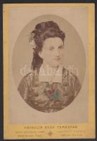 cca 1900 Temesvári színezett keményhátú fotó 11x16cm