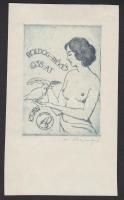 Bajor Ágost (1892-1958): Újévi üdvözlet, rézkarc-papír, ceruzával jelzett, 8x14 cm
