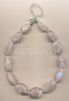 Csiszolt és savmaratott nagy rózsakvarc nyaklánc ezüst (Ag) szerelékkel