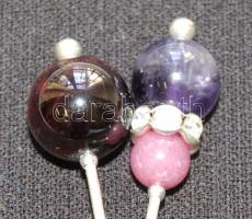 2db ezüst (Ag) kalaptű gránát és ametiszt bogyókkal 7,55gr