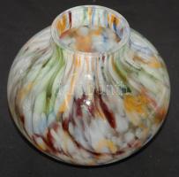 Dupla falu formába fújt festett cseh üvegváza ~14x17cm