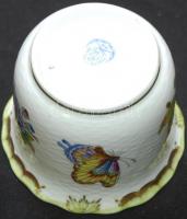 Viktória-mintás kézzel festett jelzett Herendi porcelán kaspó / Handpainted Herendi chinaware pot 7,...