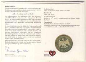 NSZK 1992. 10M Ag "Käthe Kollwitz" érmés, bélyeges borítékon, elsőnapi bélyegzéssel T:1