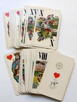 cca 1890 42 darabos jó állapotú magyar tarokk kártyapakli kártyaszignettával szép állapotban / cca 1890 Deck of 42 Piatnik tarott-cards with card-signetta