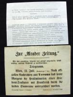 1859 Az Aradi újság különkiadása távirati formában az osztrák-francia békéről tudósít