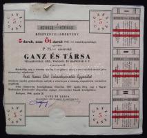 Budapest 1946. Részvényelismervény 25P névértékű Ganz és Társa Villamossági, Gép, Waggon-és Hajógyár Rt. - részvényről (4x)