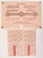 1926. Láng L. Gépgyár Részvénytársaság 5 részvénye 50P-ről szelvényekkel szárazpecséttel