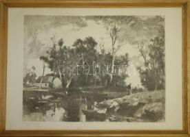 Azonosítatlan jelzéssel: Estefelé. Rézkarc, jelzett. Keretben 51x37 cm