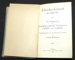 1919 Sakkévkönyv az 1917/1918-as évre osztrák-magyar versenyzők névsorával, kiadói dombornyomott fél...