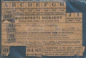 1943 Budapesti Húsjegy + 1947 Élelmiszerjegyek borítéka