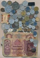 Vegyes érme tétel néhány jelvénnyel és bankjeggyel, köztük 3db ezüstérme, 100Ft "Űrrepülés", 1943-45. 5P (7x) T:vegyes