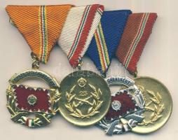 ~1960 "A Haza Szolgálatáért Érdemérem arany és ezüst fokozata + "Honvédelmi Érdemérem-15,25 éves" együtt felfüggesztve T:2