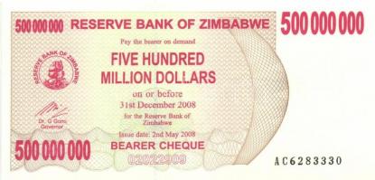 Zimbabwe 2007. 100$ (2x) + 2008. 500.000.000$ (6x) egymáshoz közeli sorszámokkal T:I
Zimbabwe 2007. ...