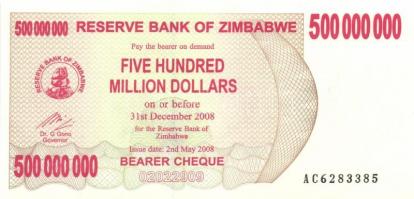 Zimbabwe 2007. 100$ (2x) + 2008. 500.000.000$ (6x) egymáshoz közeli sorszámokkal T:I
Zimbabwe 2007. ...
