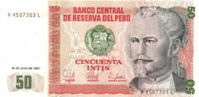 Peru 1981. 1000S + 1987. 50I (3x) + 100I (3x) + 500I T:I,I- Peru 198. 1000 Soles de Oro + 1987. 50 Intis (3x) + 100 Intis (3x) + 500 Intis C:Unc, AU