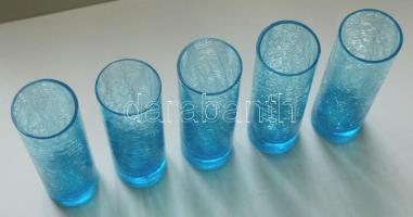 5db kék üvegpohár 14cm magas