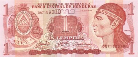 Honduras 2003-2006. 1L (8x) + 2L (9x) közöttük közeli sorszámúak is T:I Honduras 2003-2006. 1 Lempira (8x) + 2 Lempiras (9x) C:Unc