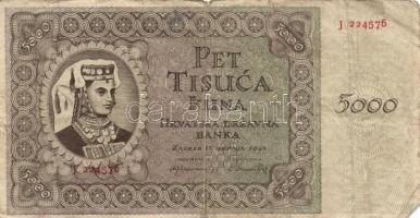 Horvátország 1941. 10K + 500K + 1000K + 1943. 5000K T:III,III-
Croatia 1941. 10 Kuna + 500 Kuna + 10...