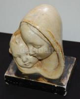 Szűz Mária és a kis Jézus szobor gipszből talapzaton 21cm magas