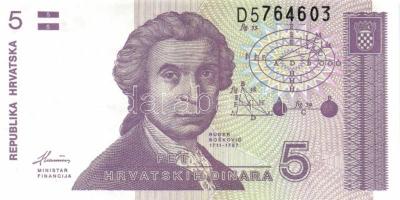 Horvátország 1991-93. 1D (2x) + 5D (2x) + 10D (2x) + 25D (2x) + 100D (2x) + 100.000D (2x) + 5K (2x) ...