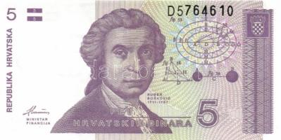 Horvátország 1991-93. 1D (2x) + 5D (2x) + 10D (2x) + 25D (2x) + 100D (2x) + 100.000D (2x) + 5K (2x) ...