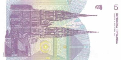 Horvátország 1991-93. 1D (2x) + 5D (2x) + 10D (2x) + 25D (2x) + 100D (2x) + 100.000D (2x) + 5K (2x) ...