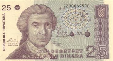 Horvátország 1991-93. 1D (2x) + 5D (2x) + 10D (2x) + 25D (2x) + 100D (2x) + 100.000D (2x) + 5K (2x) ...