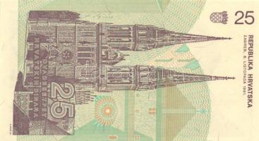 Horvátország 1991-93. 1D (2x) + 5D (2x) + 10D (2x) + 25D (2x) + 100D (2x) + 100.000D (2x) + 5K (2x) ...