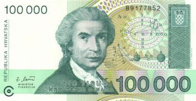 Horvátország 1991-93. 1D (2x) + 5D (2x) + 10D (2x) + 25D (2x) + 100D (2x) + 100.000D (2x) + 5K (2x) ...