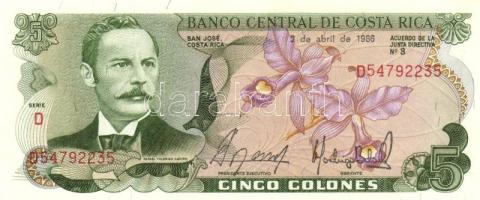 Costa Rica 1986. 5C + 1989. 5C T:I Costa Rica 1986. 5 Colones + 1989. 5 Colones C:Unc