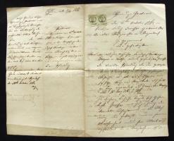 1865 6kr naptárbélyeg pár teljes okmányon