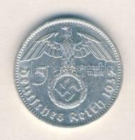 Német 3. Birodalom 1937D 5M Ag "Hindenburg" T:2- German Third Reich 1937D 5 Marks Ag "Hindenburg" C:VF