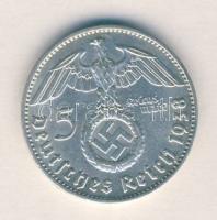 Német 3. Birodalom 1938D 5M Ag "Hindenburg" T:2 German Third Reich 1938D 5 Marks Ag "Hindenburg" C:XF