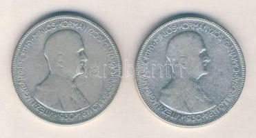 1930. 5P Ag "Horthy jobbra" (2x) T:3
