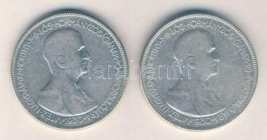 1930. 5P Ag "Horthy jobbra" (2x) T:3