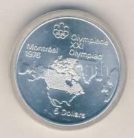 Kanada 1973. 5$ Ag "Montreali olimpia - Észak-Amerika térképe" T:1 Canada 1973. 5 Dollars Ag "Olympics Montreal-Map" C:Unc